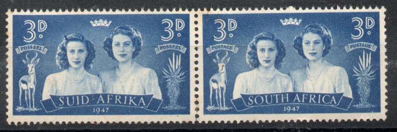 South Africa 1947 3d horizontal pair mounted mint with UHB var 5. SACC 112v. (2023-25)