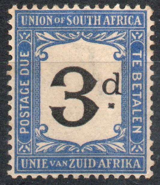 South Africa 1914-22 Postage Due 3d black & blue mounted mint. SACC 4. Cat R37. (2023-25)