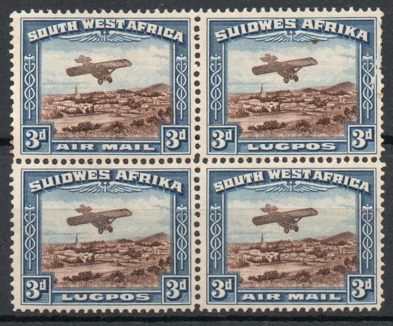 South West Africa 1931 Airmail 3d block of 4 lmm & umm. SACC 101. Cat R1800. (2023-25)
