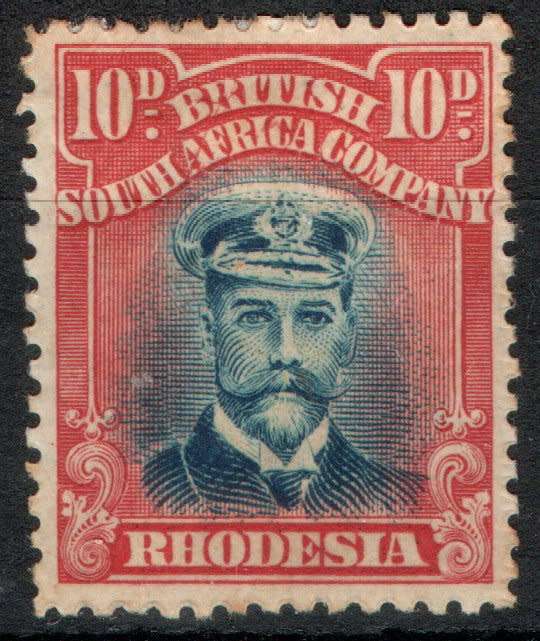 Rhodesia BSA Company 1913-22 Admiral 10d Die III Perf 14 heavy mtd mint. SACC 270 Cat R650 (2023-25)