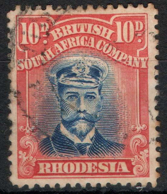 Rhodesia BSA Company 1913-22 Admiral 10d Die III Perf 14 used. (toned) SACC 270 Cat R800 (2023-25)