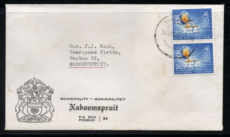South Africa commercially used cover with Naboomspruit Coat of Arms on cover.