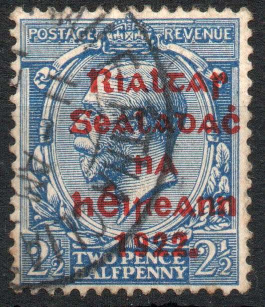 Ireland 1922 GB stamp overprint in red 2½d blue very fine used. SG 35. Cat £32 (2022)
