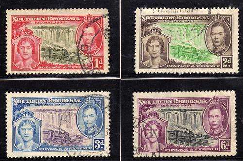 SOUTHERN RHODESIA 1937 CORONATION SET OF 4 VFU SACC 38-41