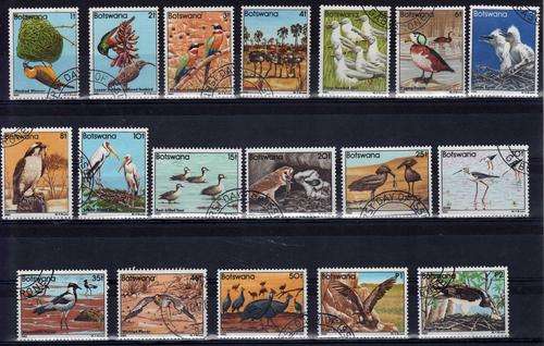 BOTSWANA 1982 BIRD SET OF 18 VFU. SG 515 - 532. CAT 50 POUNDS.
