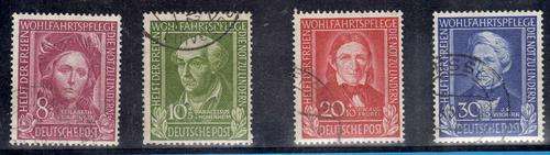 GERMANY 1949 REFUGEES RELIEF FUND SET OF 4 VFU. SG 1039-42. CV 175 POUNDS