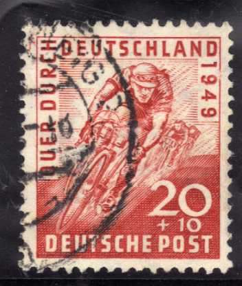 GERMANY BRITISH + AMERICAN ZONES 1949 CYCLE RACE. 20 + 10 PF.