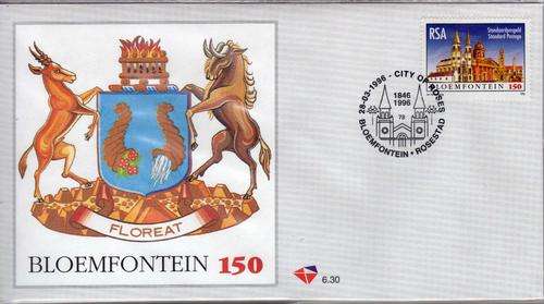 RSA 1996 150TH ANNIVERSARY BLOEMFONTEIN F.D.C. 6.30