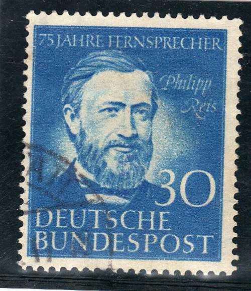 GERMANY WEST 1952 75th ANNIV TELEPHONE 30 PF VERY FINE USED. MI 161. CAT 21 EURO
