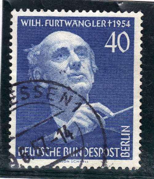 GERMANY BERLIN 1955 DEATH ANIV FURT WANGLER 40PF VERY FINE USED. SG B125. CAT 25 POUNDS.