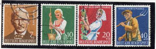 GERMANY WEST 1958 "HUMANITARIAN RELIEF FUND" SET OF 4 VFU. SG 1214-17. CAT 12,60 POUNDS.