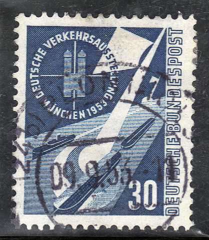 GERMANY WEST 1953 TRANSPORT EXN 30PF BLUE VFU. SG 1096. CAT 24 POUNDS.