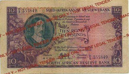 MH De Kock - Ten pounds - 3rd issue - D4 - F Condition