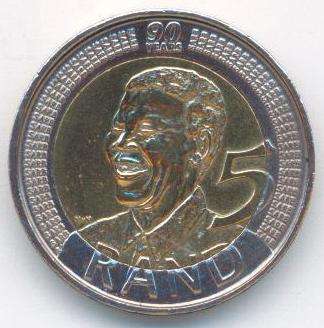 2008 Mandela R5 Birthday Coin, F condition
