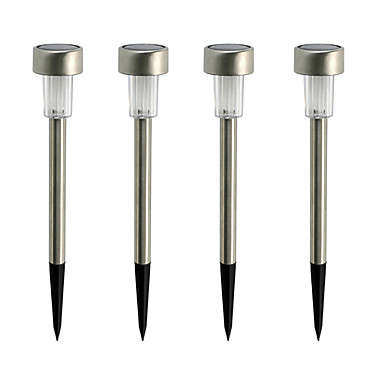 4 in a Box - Solar Stainless Steel Garden or path lights - Stands up 28cm