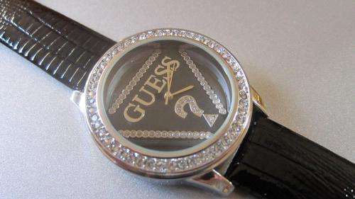 LADIES GUESS WATCH GENUINE LEATHER STRAP - BLACK!!!