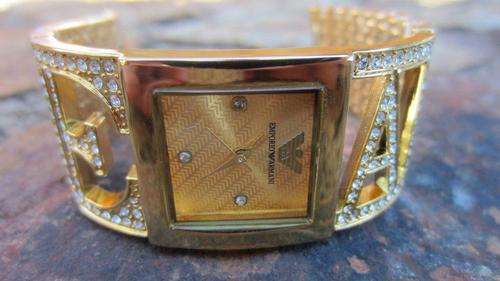EMPORIO ARMANI LADIES WATCH - GOLD SQUARE FACE BANGLE!! LATEST ARRIVAL!!!