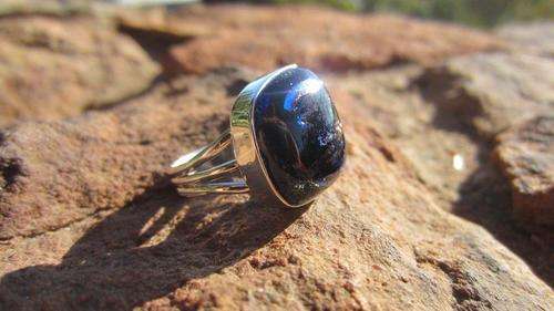 STERLING SILVER RING WITH GENUINE DICHORITE GEMSTONE!!