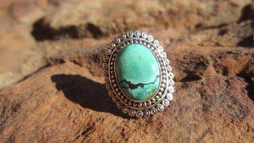 STERLING SILVER RING WITH GENUINE TURQUOISE GEMSTONE!!