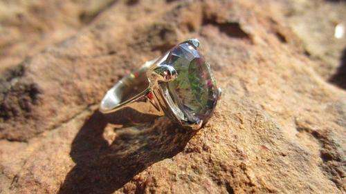STERLING SILVER RING WITH GENUINE MYSTIC TOPAZ GEMSTONE!!