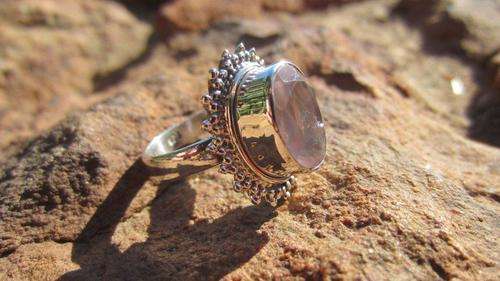 STERLING SILVER RING WITH GENUINE ROSE QUARTZ GEMSTONE!!