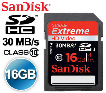 SANDISK EXTREME 16GB SDHC UHS-I CARD FOR VIDEO AND PHOTOS