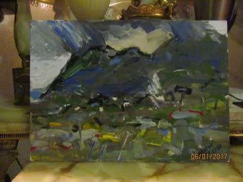 SCANDINAVIAN OILS !! Unframed Oil on Board - Impressionist Landscape Art - Signed