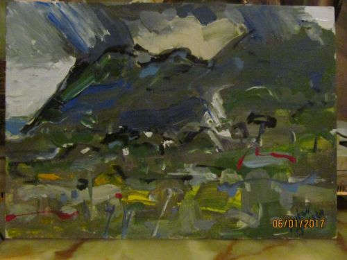 SCANDINAVIAN OILS !! Unframed Oil on Board - Impressionist Landscape Art - Signed
