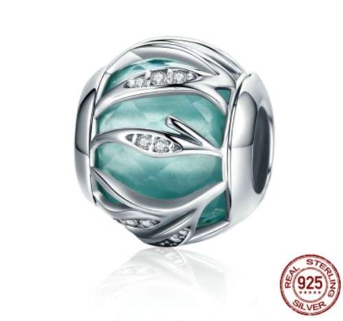 S925 Captured Nature Turquoise Charm fits Pandora Snake Chain Bracelet