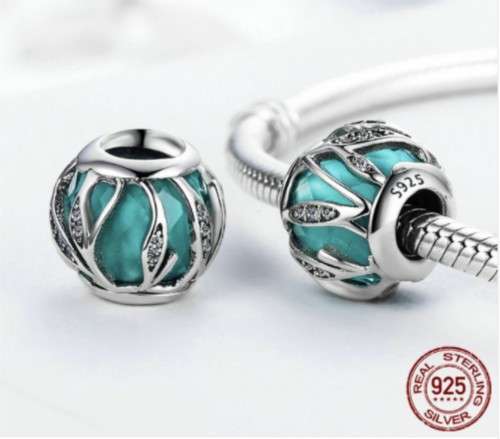 S925 Captured Nature Turquoise Charm fits Pandora Snake Chain Bracelet