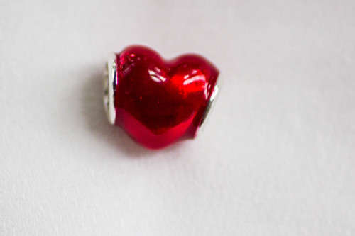 Red Enamel Heart, fits Pandora Bracelets