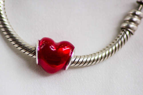 Red Enamel Heart, fits Pandora Bracelets