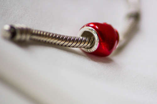 Red Enamel Heart, fits Pandora Bracelets