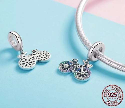 S925 Love Bicycle Colourful Charm fits Pandora Bracelets