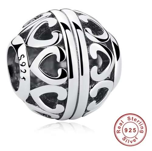 S925 Sterling Silver Round Openwork Charm fits Pandora Snake Chain Bracelet
