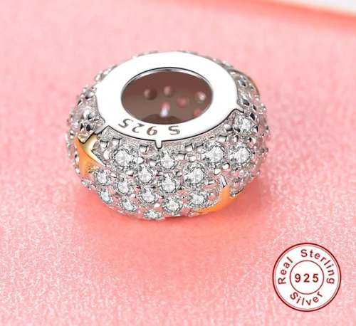S925 Sparkling Snowflake Spacer Charm fits Pandora Bracelets