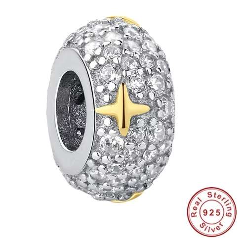 S925 Sparkling Snowflake Spacer Charm fits Pandora Bracelets