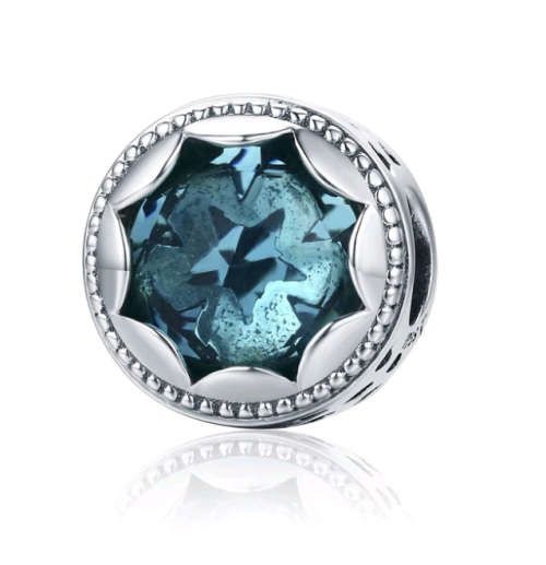 S925 Radiant Star Soft Teal Charm fits Pandora Snake Chain Bracelet