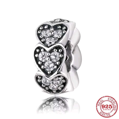 S925 Trail Hearts Spacer Charm fits Pandora Bracelets