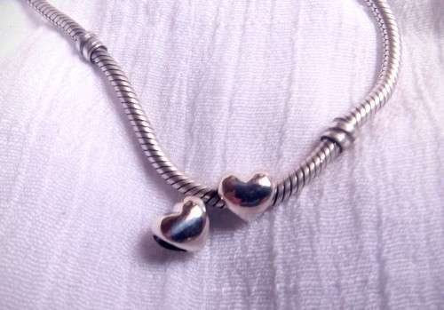 S925 Solid Small Heart Charm fits Pandora Snake Chain Bracelet