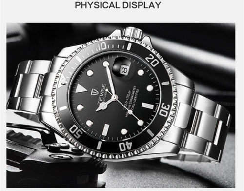 Tevise T801 Submariner, Chronometer Certified, Black/Silver