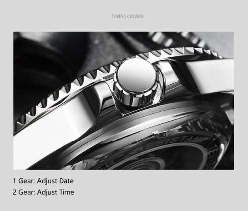 Tevise T801 Submariner, Chronometer Certified, Black/Silver