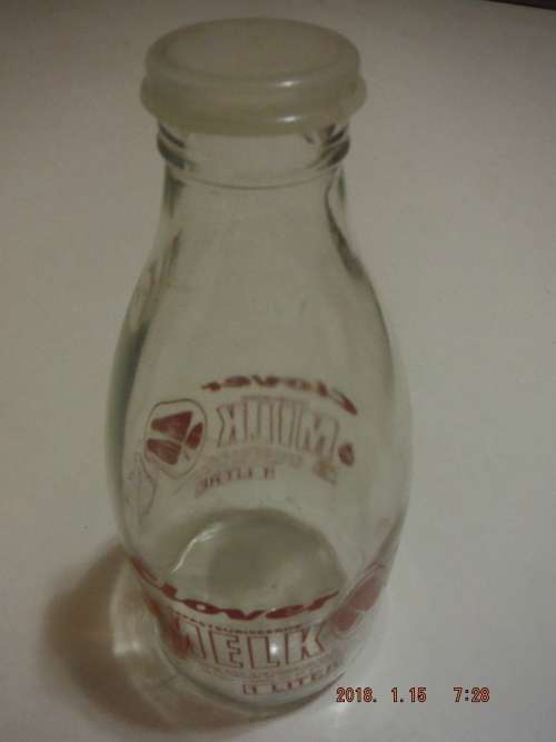 Vintage glass CLOVER milk bottle