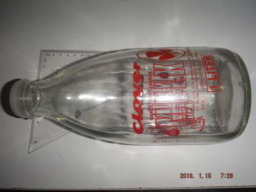 Vintage glass CLOVER milk bottle