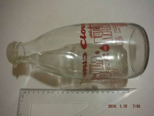 Vintage glass CLOVER milk bottle