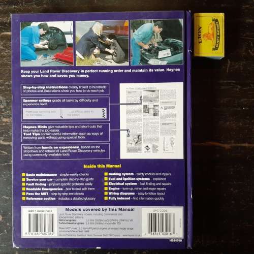 Haynes. LAND ROVER DISCOVERY. 1989 to 1998. Service and Repair Manual.