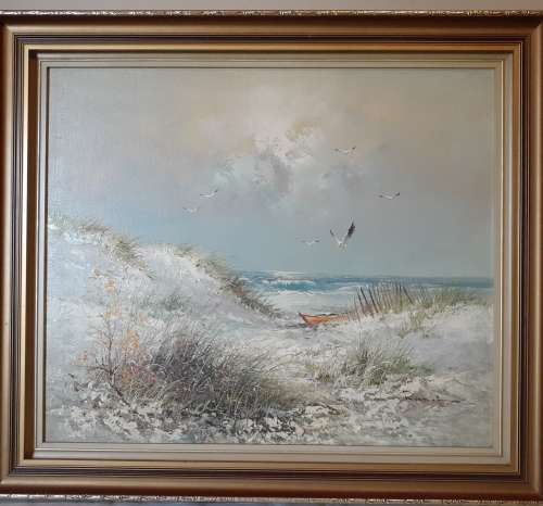 Very collectable art. Painting. Oil on canvas on bord.