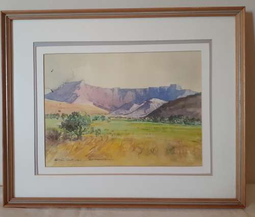 Drakensberg. Sam.J. Fourie. Watercolour.