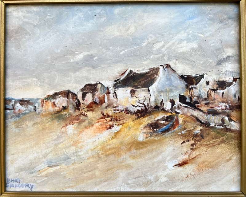 Small painting. Signed and framed. Enid Gregory. Oil in bord.