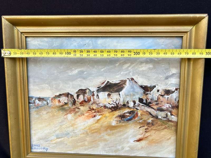 Small painting. Signed and framed. Enid Gregory. Oil in bord.